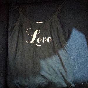 VICTORIA'S SECRET BLACK LOVE LOGO STRAPPY SPLIT TANK TOP (LARGE)